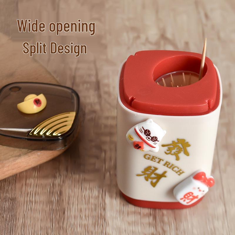 Wealth & Good Luck Automatic Toothpick Dispenser - Creative Pop-Up Toothpick Holder