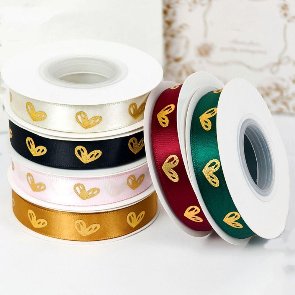 1,5 cm * 16 Meter Valentinstags-Serienband Liebe Aufdruck Festliche Atmosphäre Band Goldgeprägtes Herzband