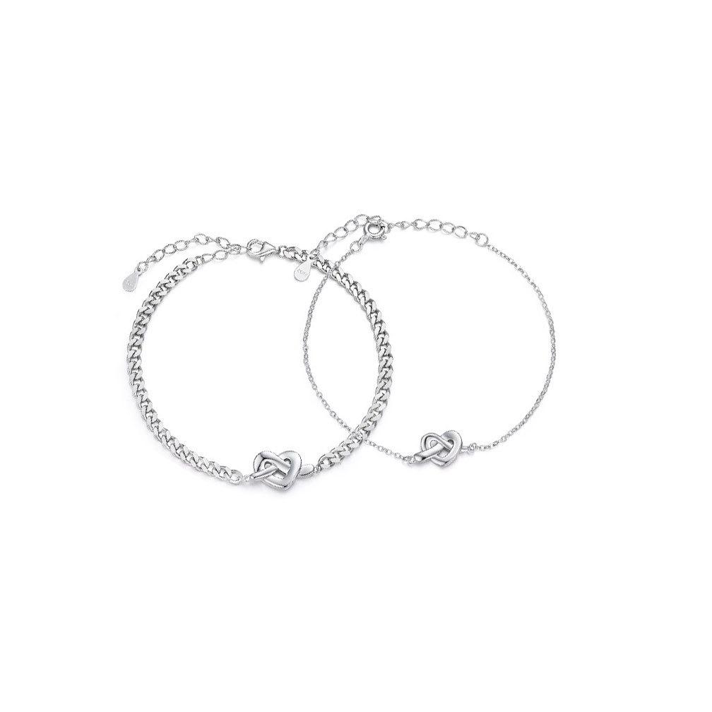 Niche Design Concentric Knot Couple Bracelet, A Pair Of Love Bracelets, Silver-Plated Simple Romantic Valentine'S Day Gifts