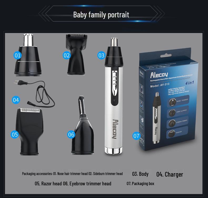 4-in-1 Electric Nose, Ear, and Eyebrow Trimmer Set