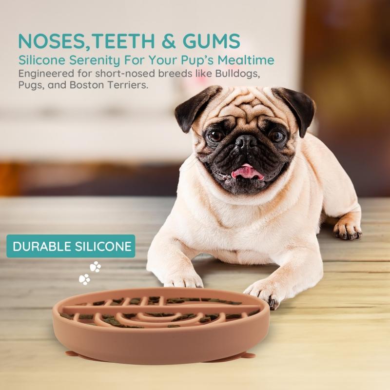Dog Cat Pet Slow Food Bowl Cat Anti-Knockover Anti-Slip Food Bowl Puppy Anti-Choking Silicone Feeder Toy Food Plate Pet Supplies