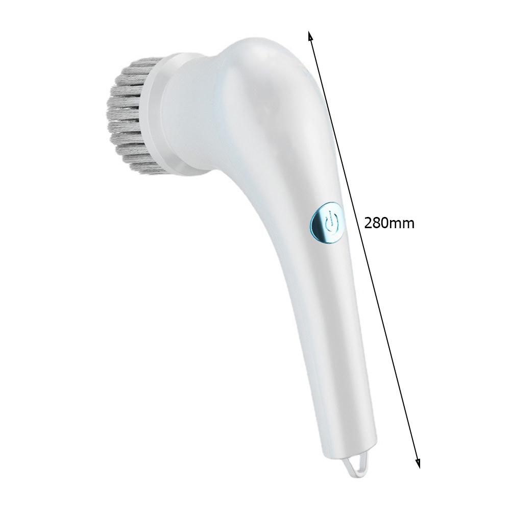 

Электрическая вращающаяся чистящая щетка с 5 насадками, беспроводной ручной скраббер, подходящая щетка для чистки ванной комнаты, кухни, ванны, плитки белый