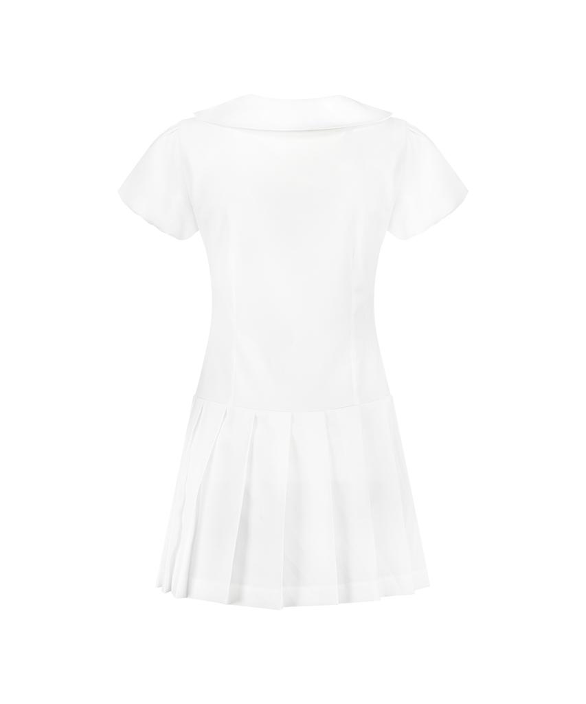 Iligo Rose Pleated Mini Dress White