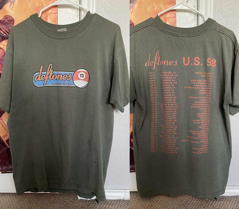 98 Around the Fur Tour Deftones Short sleeve 2 sided T shirt Unisex Unisex T-Shirt XL