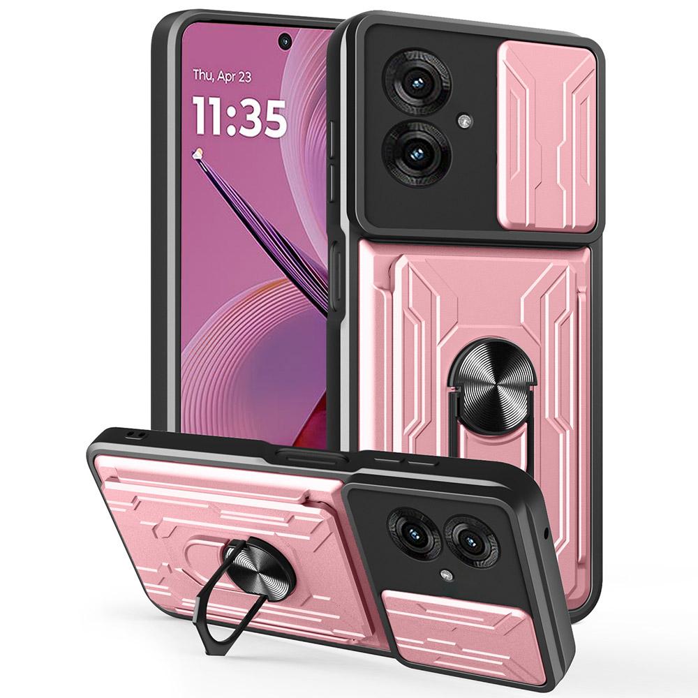 For Motorola Moto G55 5G Case PC+TPU Kickstand Phone Back Cover with Camera Slider