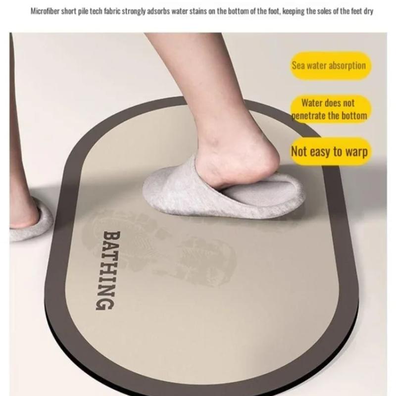 Bathroom Mat, Non-Slip Absorbent Floor Rug – Quick-Dry Silicone/Algae Mud Doormat for Shower, Toilet, Washroom