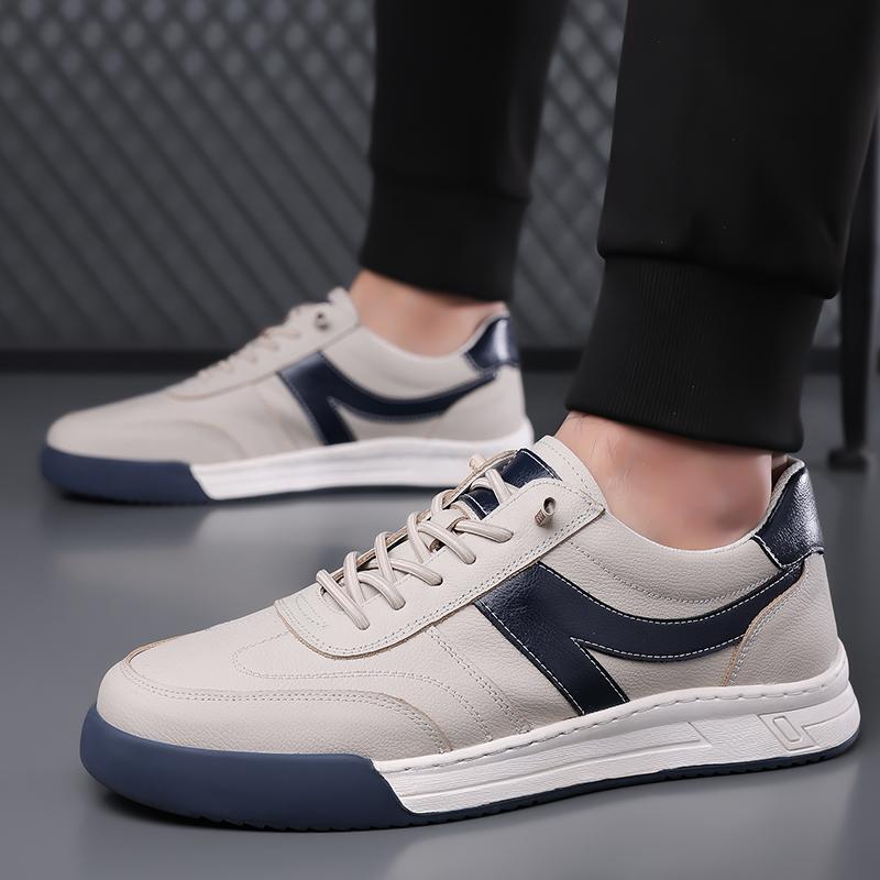 Fashion Men's Vulcanize Shoes 2025 New Skate Shoes Luxury Brand Male Comfortable Flats Men Leather Fashion Men Outdoor Walking Footwear