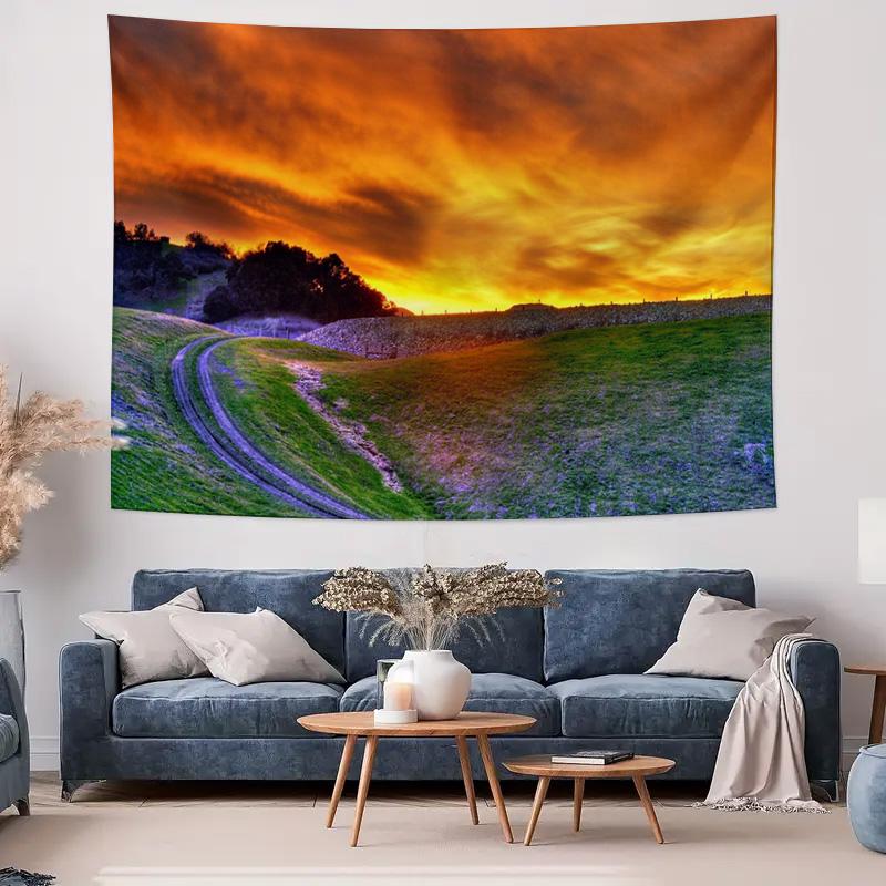 Pastoral Scenery in the Glow of Sunset  A Picturesque Natural Landscape Tapestry 74x94cm(29x37in)