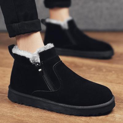 Botas de neve masculinas couro genuíno confortável mais veludo quente de alta qualidade botas de inverno de algodão de pele curta sapatos masculinos