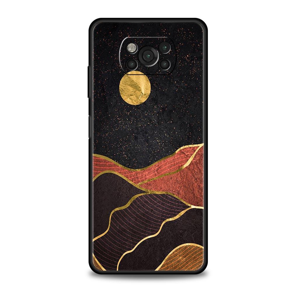 Black Gold marble tropic Phone Case For Xiaomi Poco X3 NFC M3 F3 F4 M4 X4 Mi Note 12T 12 Pro 10 11 Lite 10T 5G 11T 9T 11i Cover
