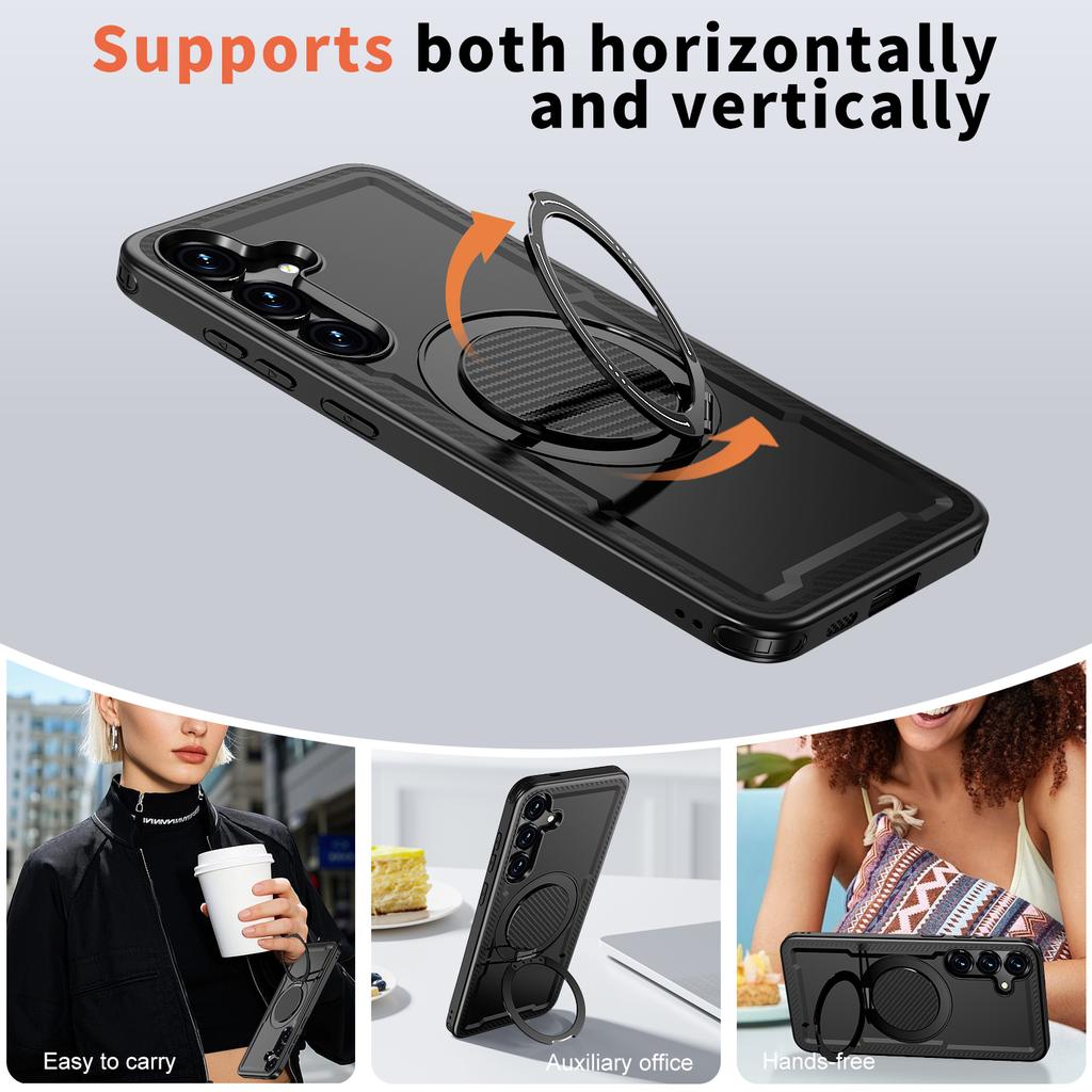 For Samsung Galaxy S25/Galaxy S24 Case Compatible with MagSafe TPU+PC Kickstand Phone Cover
