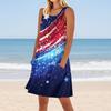 Women's Stylish Casual Independence Day Print Cuffless Pocket Dress