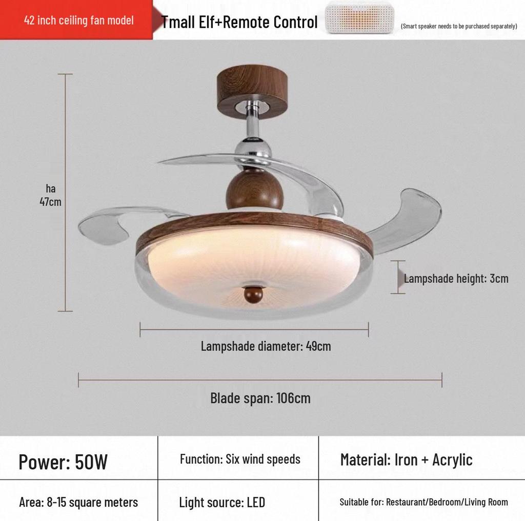 2026 Retro Ceiling Fan Light: Inverter Straight Blade for Living, Bedroom & Dining Rooms