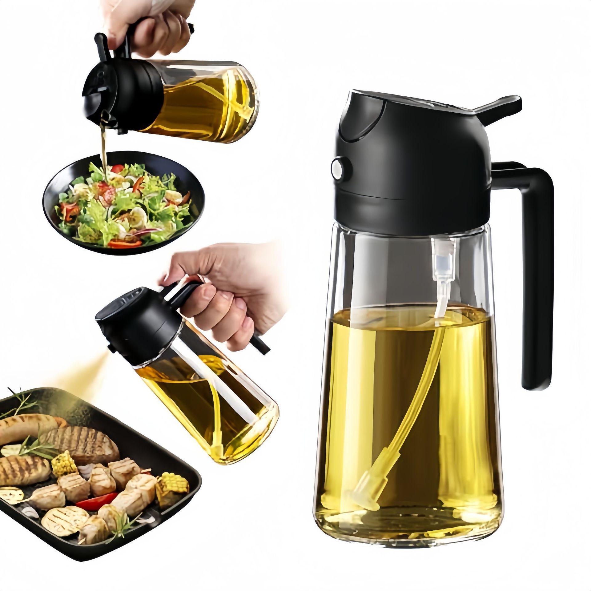 Dual-Use Glass Oil Spray & Pour Bottle - Leak-Proof, High-Pressure Kitchen Pot