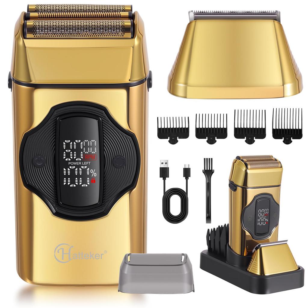 Hatteker 2-in-1 Electric Shaver & Hair Trimmer for Men Multi-Speed Adjustable Razor with Waterproof Design Long-Lasting Battery & Skin-Care System