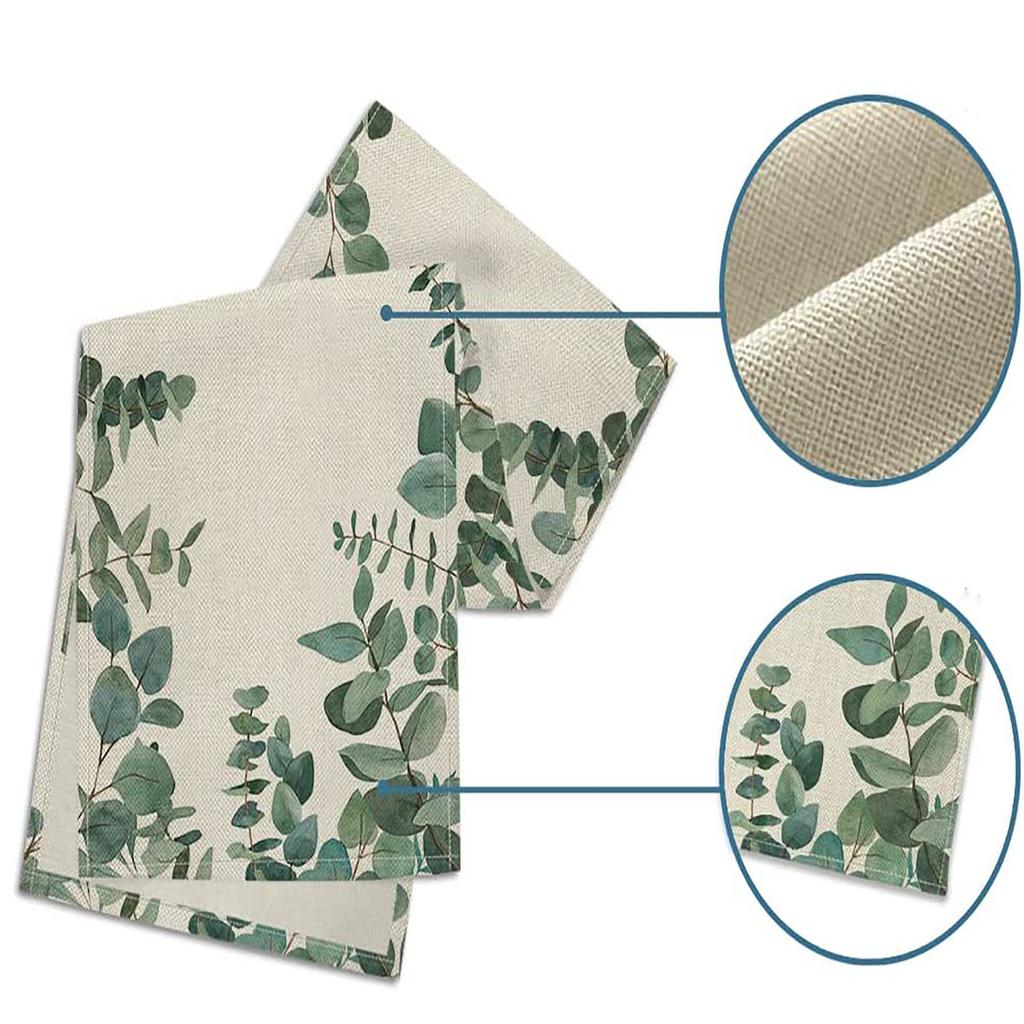 Plant Green Leaves Spring Atmosphere Linen Table Runner Kitchen Table Decoration Tablecloth