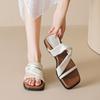 Women's Shoes with Thick-soled Square Toe, One-line Flip-flops, and Vintage Wedge Heel Sandals Worn Outside