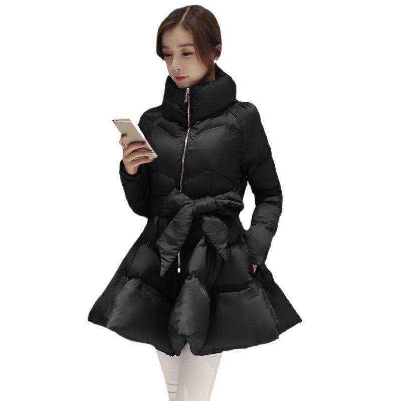 Winter Clothes New Thickened Warm Cotton-padded Clothes Female Slim-fit Large-size Puffy Skirt Cotton Clothes Waist Jacket