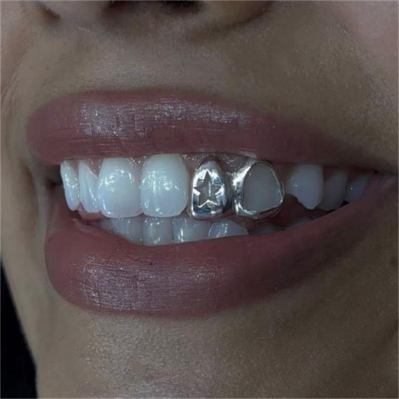 Hip Hop Teeth Jewelry Round Star Shape Dental Accessory Copper Texture Suitable for Adults Teens and Cosplay Enthusiasts