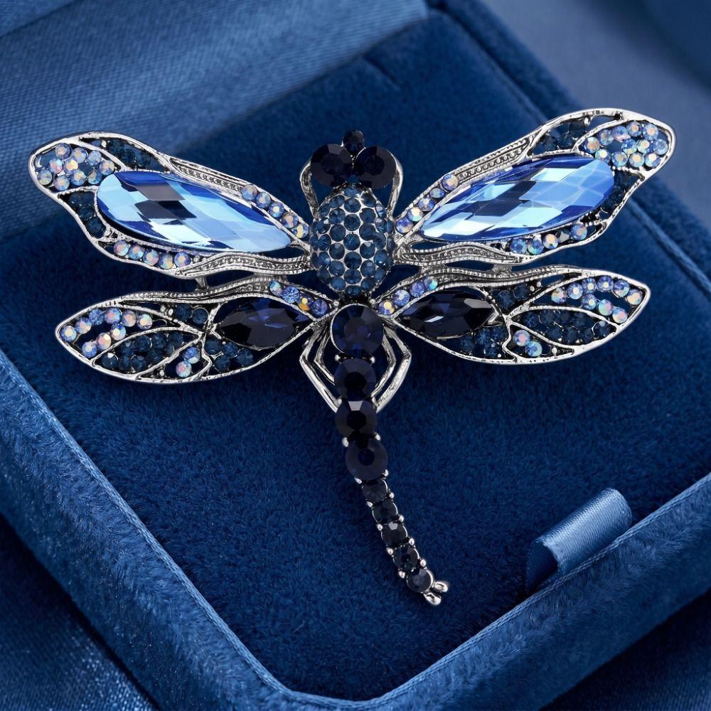 Elegant Rhinestone Brooch Zinc Zinc Alloy Women Brooches Gifts Crystal Dragonfly Badge Pin  Blazer