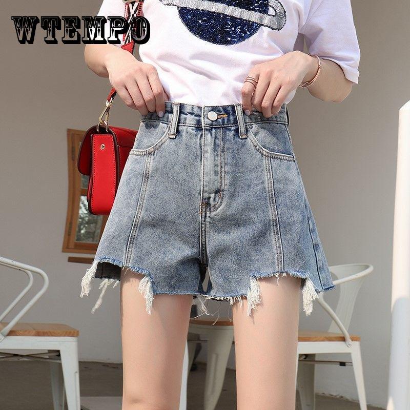 

Plus Size Sexy Woman Denim Shorts Summer Denim Shorts Women Loose Hole Wild Wide Leg Pants S