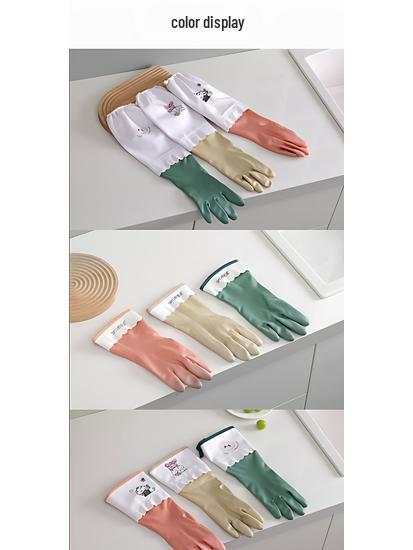 Winter Waterproof Rubber Dishwashing Gloves with Velvet Lining for Durable Household Use - Unisex Thickened Design for Kitchen and Laundry Tasks.