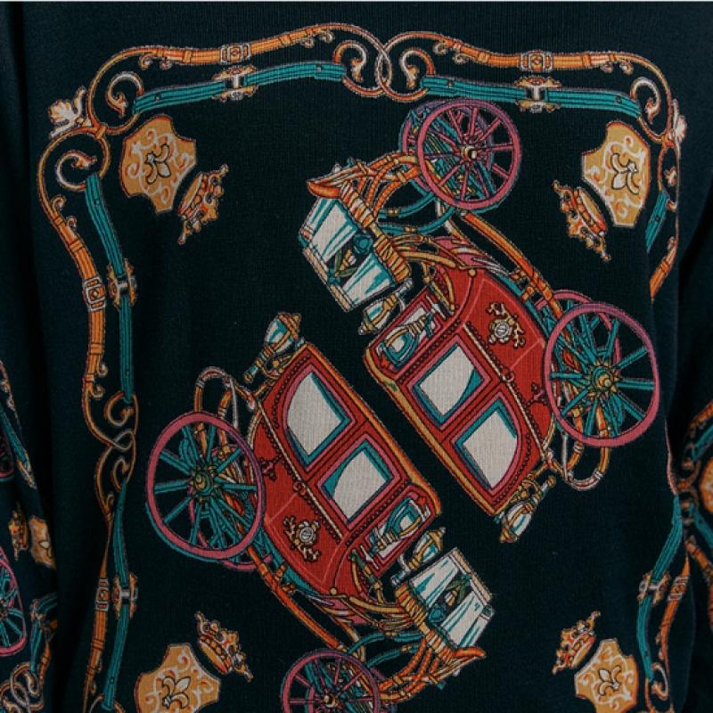 MAXZA Colorful Carriage Print Round Neck Knit Zc11qk007on