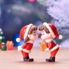 1Pcs Mini Christmas Couple Figure Doll DIY Garden Bonsai Decor Ornament Kid Toy Miniature Figurine Resin Craft