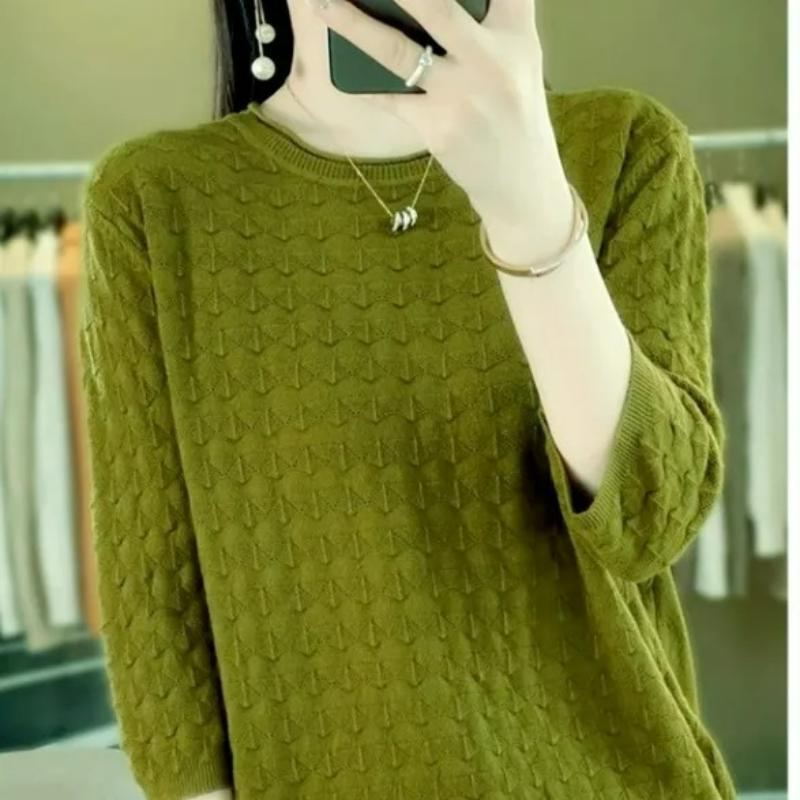 XS-6XL Plus Size Thin Knit Sweater Spring and Autumn Tops Female Mothers Autumn and Summer One-fold Lightweight Sweater Women