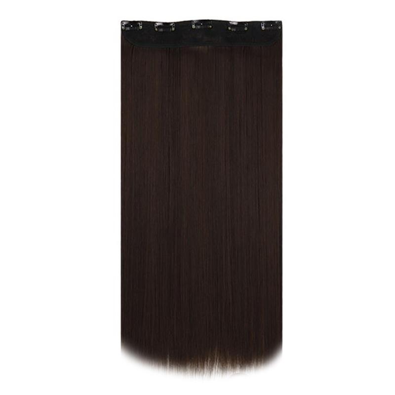 MISS WIG Synthetic 5 Clips In Hair Extensions Long Straight Natural Golden Brown Or Dark Clip In Hair Extensions For Women Daily Hair