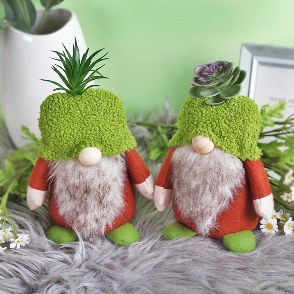 

Green Succulent Gnomes Doll Cartoon Dwarf Doll Creative Props Faceless Dolls Garden Style B