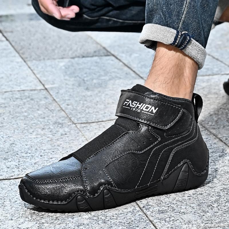 Quality Genuine Leather Men Casual Shoes Winter Handmade Mens Boots Slip on Male Work Boots Comfortable Walking Sneakers