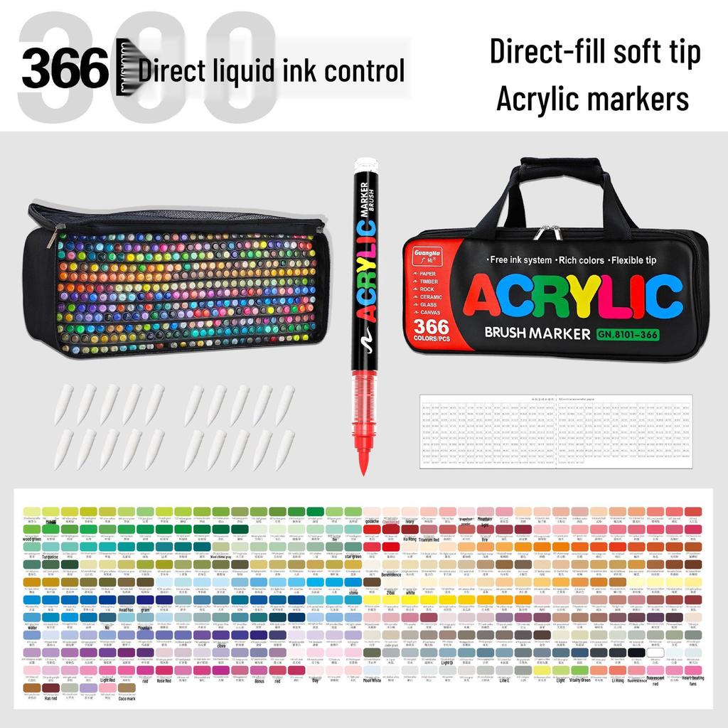 Guangna 8101 Liquid Acrylic Marker Pen, 120/240 Colors, Soft Tip for Student Art & DIY Graffiti