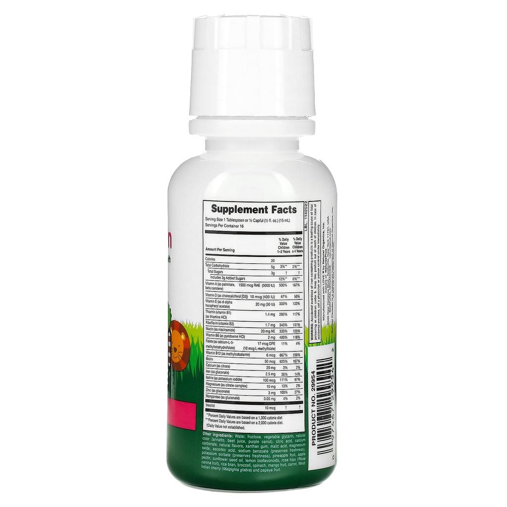 NaturesPlus, Source of Life, Animal Parade Flüssigvitamine, Kinder-Multivitamin, Natürliche Tropische Beere, 8 fl oz (236,56 ml)