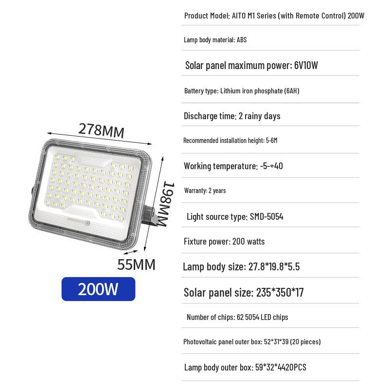 High-Power Waterproof LED Outdoor Solar Floodlight for Courtyards and Rural Areas
