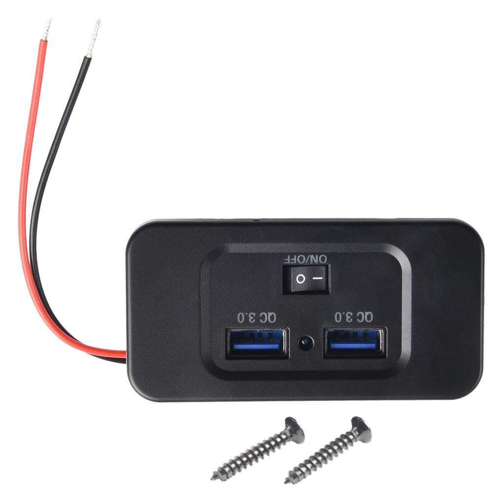 Fast Charger Socket QC 3.0 Car Charger Dual USB Car Charger Dustproof Cap