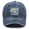 Snapback Baseball Cap With "ARGENTINA" "VAMOS ARGENTINA" Flag Printed , Adjustable Baseball Hat Headwear Solid Color Curved Brim Trendy Woman's Cap