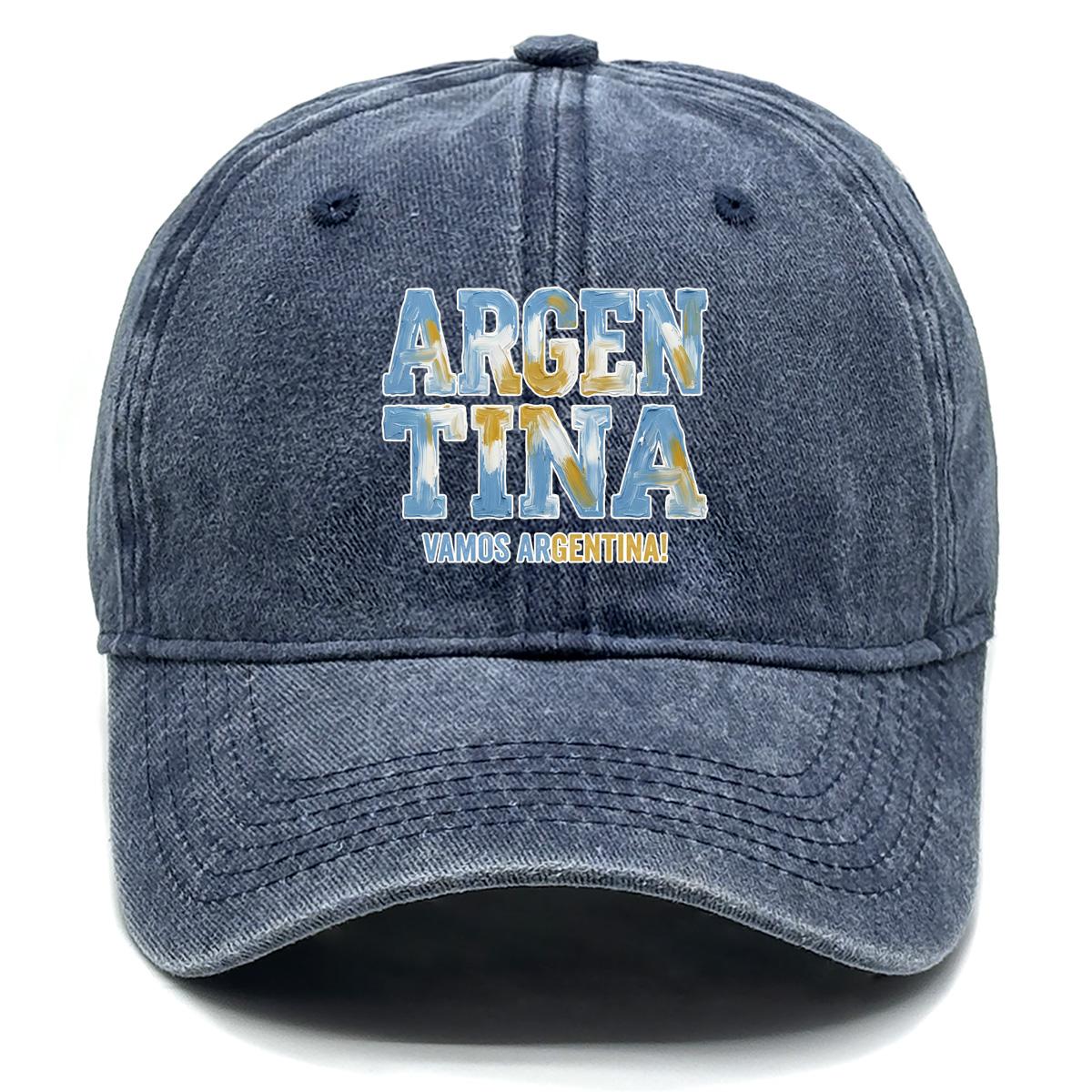 

Snapback Baseball Cap With ARGENTINA VAMOS ARGENTINA Flag Printed , Adjustable Baseball Hat Headwear Solid Color Curved Brim Trendy Woman s Cap as the picture темно-синий