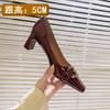 High heels women's thick heels are not tired of feet 2025 new spring and autumn women's shoes patent leather French square head shallow mouth single