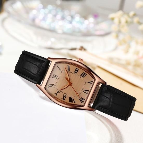 Ladies Watch with Soft Leather Strap Retro Barrel Shape Dial Watch Simple Elegant Vintage Style Watch for Women Daily Office Party Wear