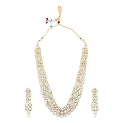 Conjunto de colar tradicional Kundan para mulheres ( Ouro )