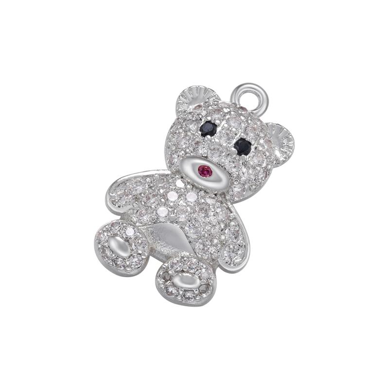 2Pcs/lot,Gold- Bear Pendant CZ Charms for Women Handmade Earrings/Necklaces Jewelry Accessories Supply:VD1171