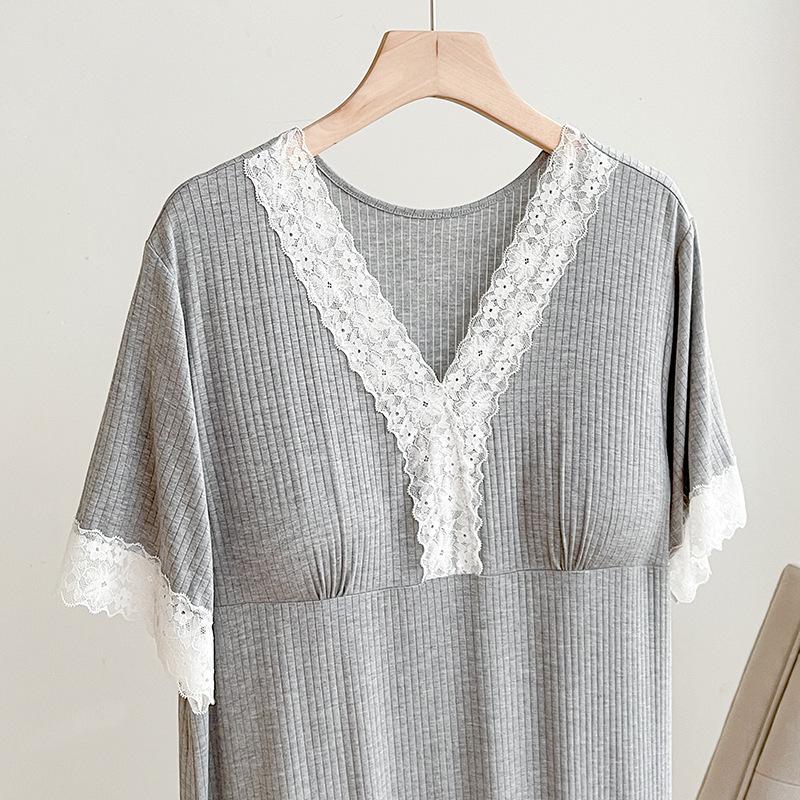 Lace Home Dress with Chest Pads, Women's Lazy Style Summer Nightgown, Sexy Loose Fit, Outdoor Wearable, Girly Flair