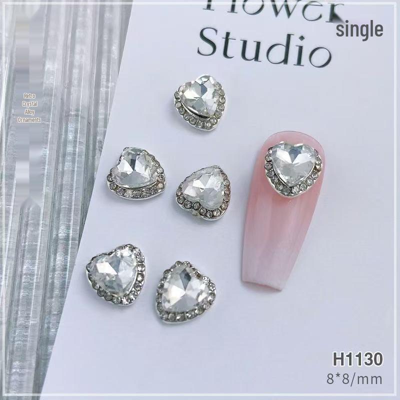 Nail Art Rhinestone Ornaments: Large Oval & Square Transparent Silver-White Crystals