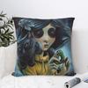 Coraline Horror Girl Pillowcase Polyester Cushion Cover Gift Halloween Cat Pillow Case Cover Bedroom Zipper 4545cm