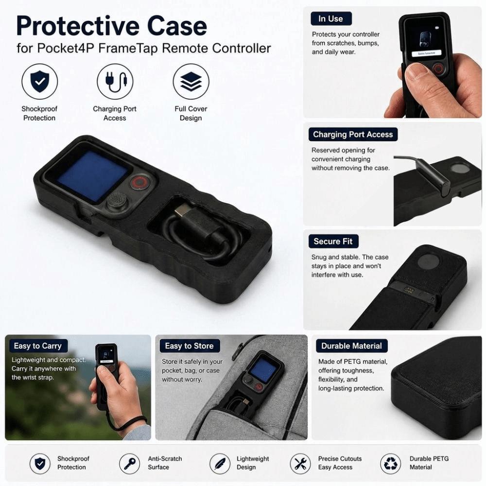 3D Printed PETG Remote Controller Case for DJI Osmo Pocket4P FrameTap Camera Controller Shell
