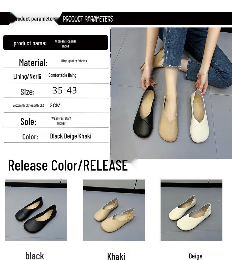 2024 Plus Size Women's Moccasins: Soft Leather, Round Toe, Versatile Two-Way Wear, Comfortable Slip-On Casual Shoes