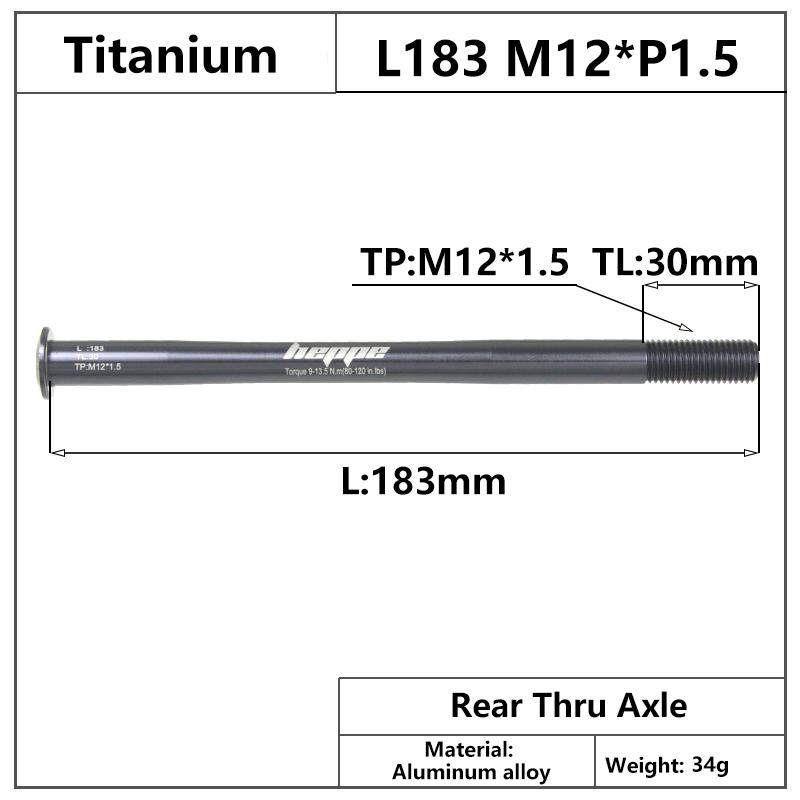 HEPPE MTB Road Bike Titanium Thru Axle Ultra Light Bike Axle 12x142 12x148 Rear Hub Thru Axle Bike Fork 12x100 12x110 Shaft