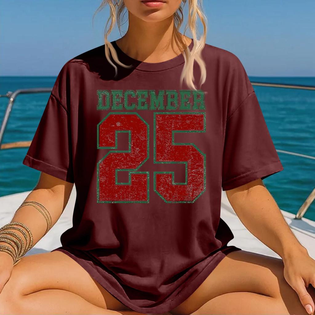 Women's Fashion Printed Round Neck Short Sleeve T-Shirt Pullover Top