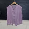 Ramie V-neck vest top women's summer new literary and retro versatile and thin fashionable simple vest top women